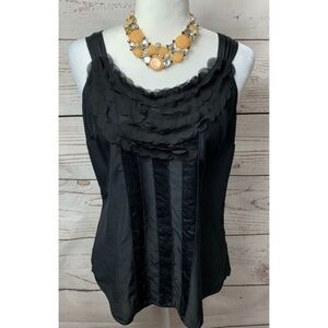 NWOT WHBM Silk Pleated Ruffle Sleeveless Top